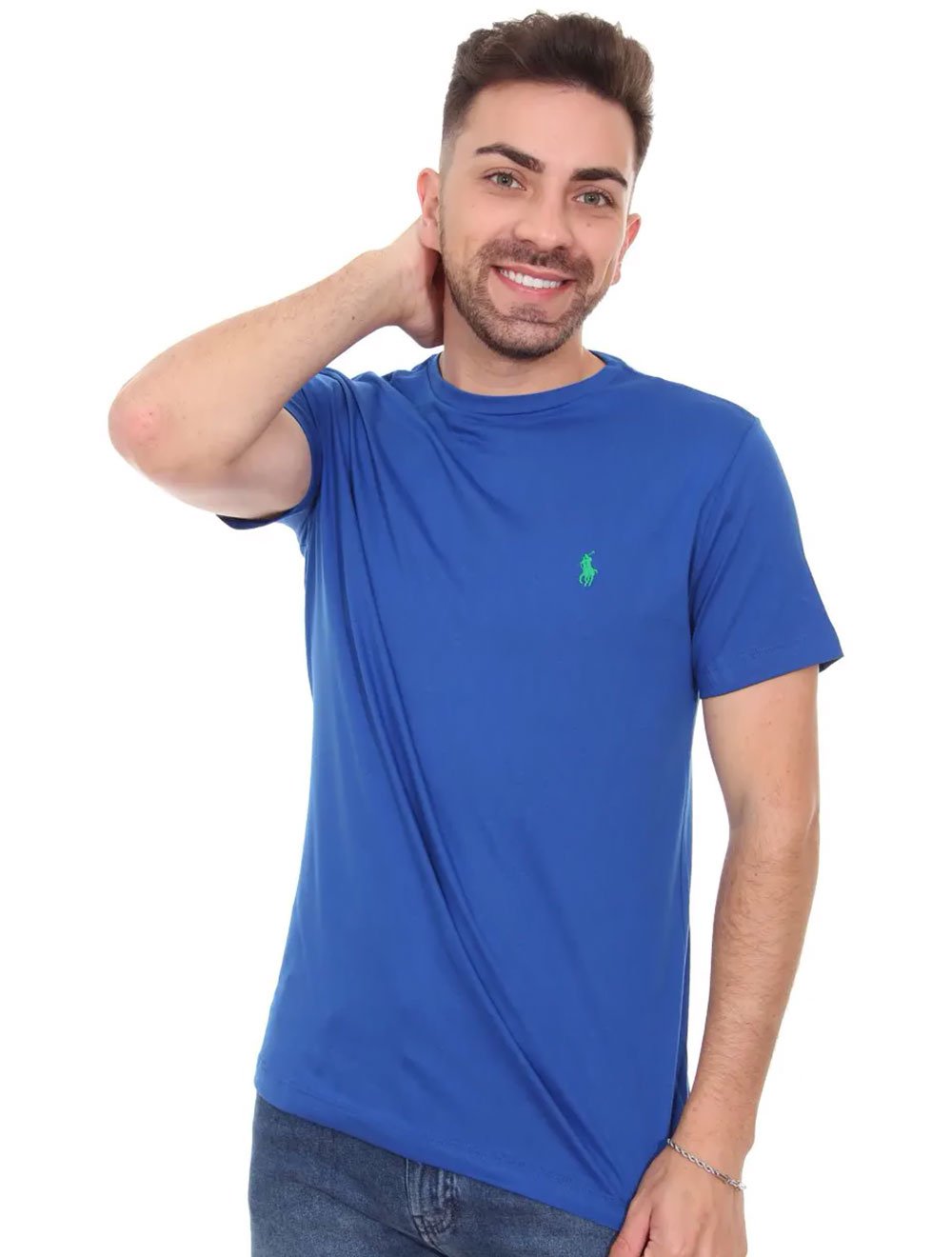 Camiseta Ralph Lauren Masculina Essential Green Icon Azul Royal