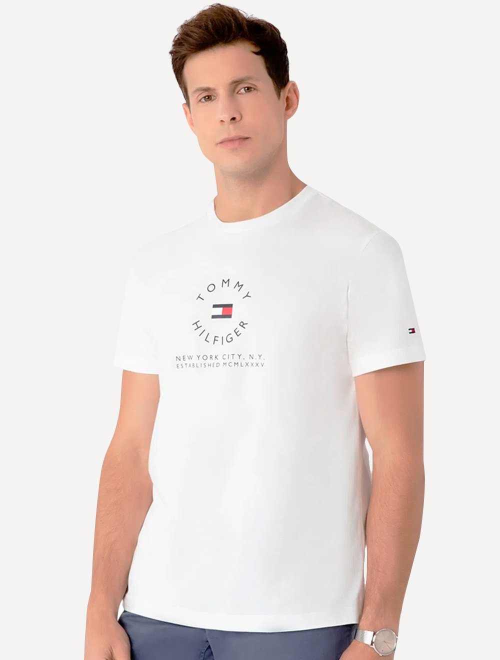 Camiseta Tommy Hilfiger Masculina Roundall Graphic Tee Branca