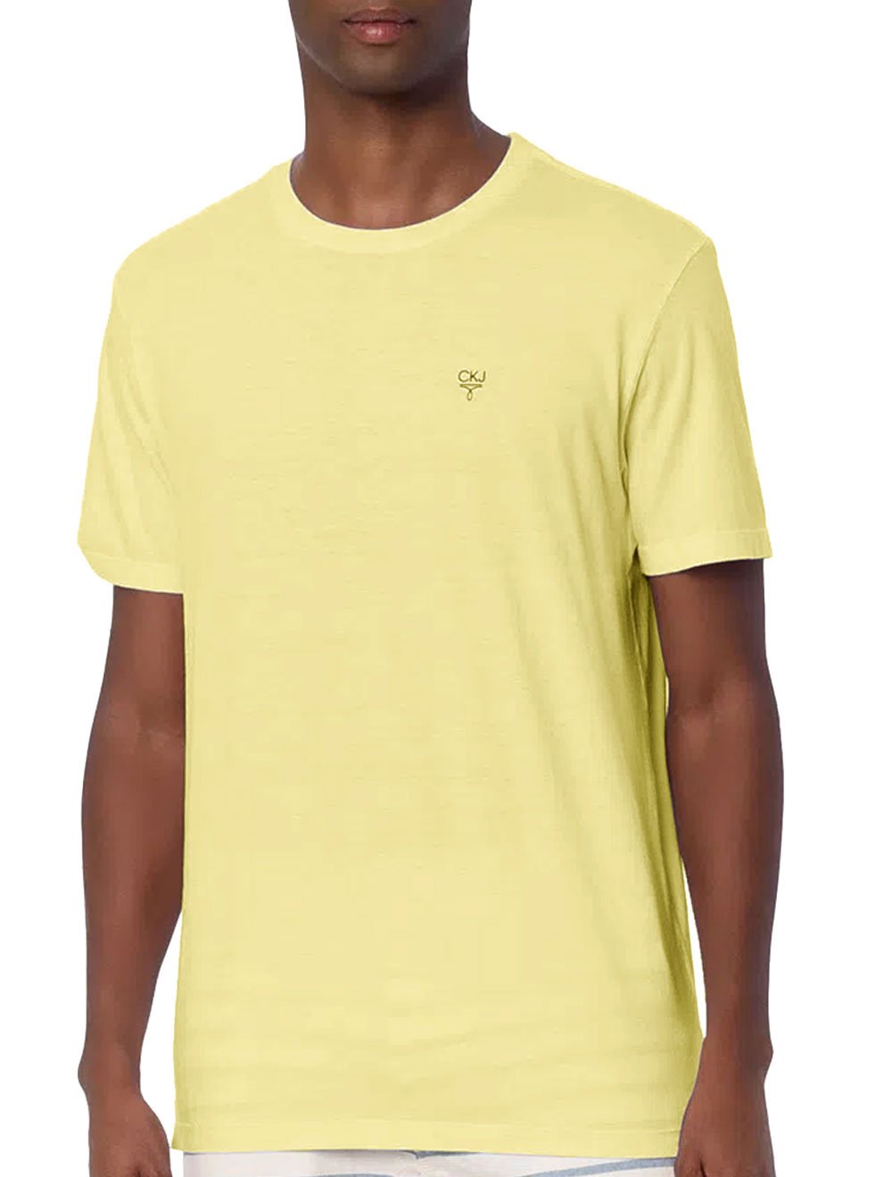 Camiseta Calvin Klein Jeans Masculina Light Omega Logo Amarelo Claro