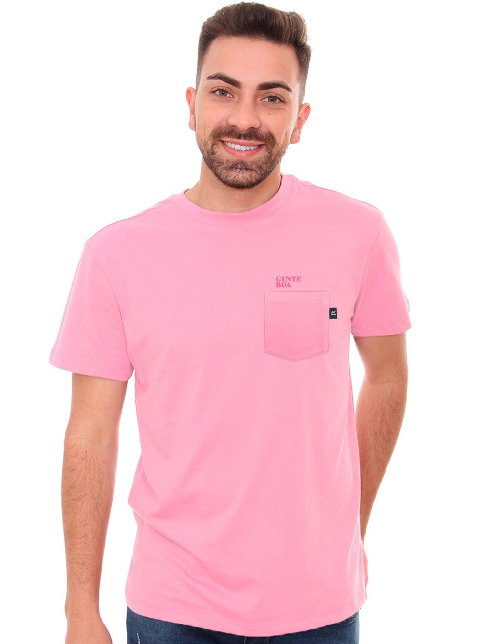 Camiseta Reserva Masculina Gente Boa Chest Pocket Rosa