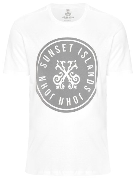 Camiseta John John Masculina Regular Logo Sunset Branca
