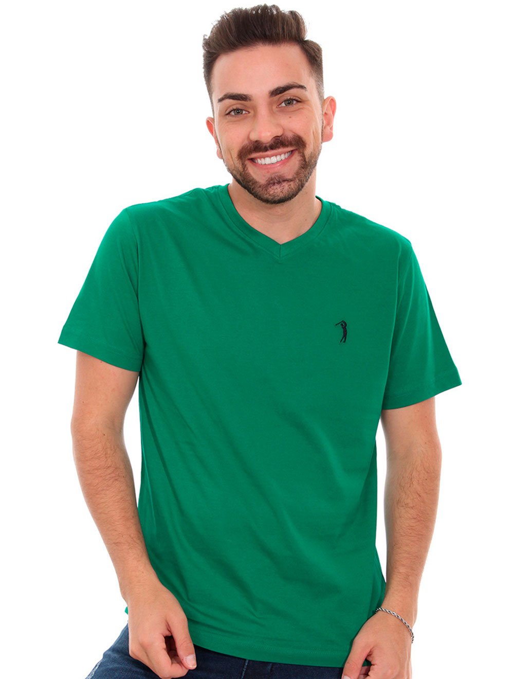 Camiseta Aleatory Masculina V-Neck Classic Icon Verde
