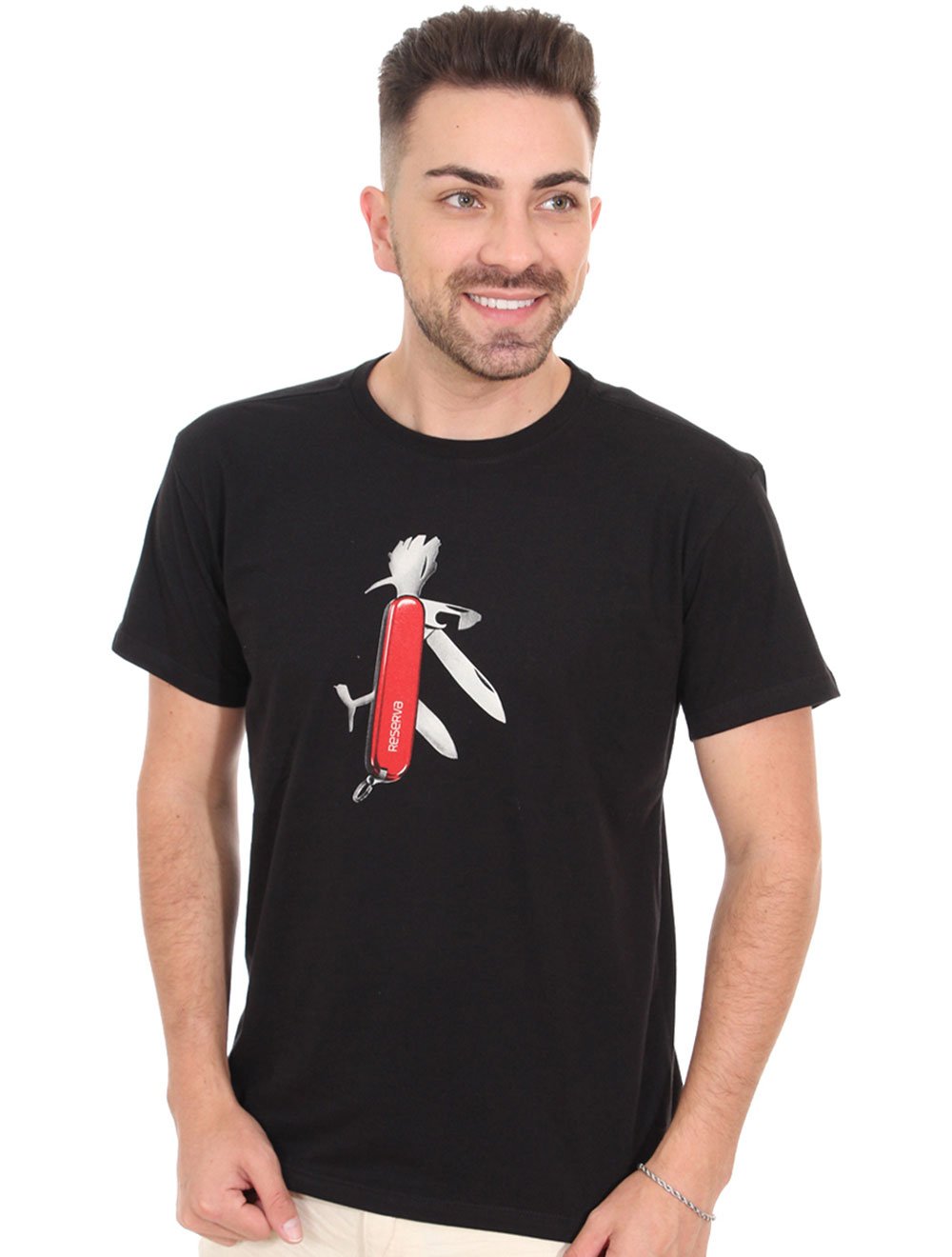 Camiseta Reserva Masculina Swiss Knife Woodpecker Preta