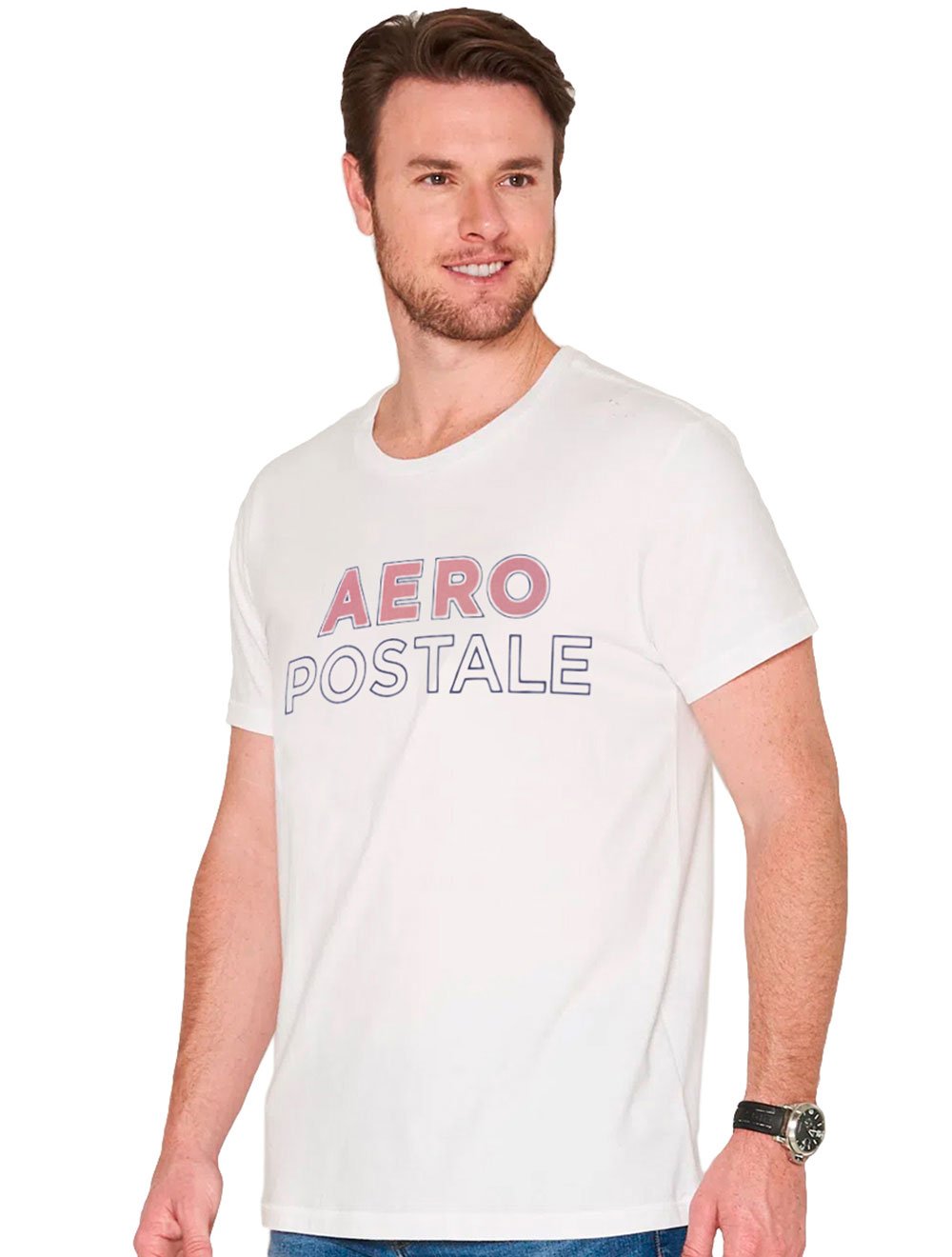 Camiseta Aeropostale Masculina Inner Stripes Branca