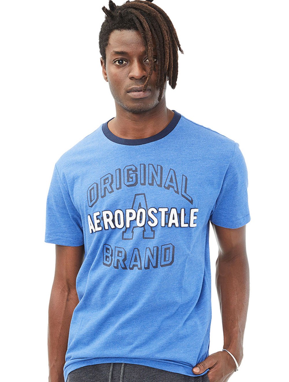 Camiseta Aeropostale Masculina Original A Brand Azul Mescla