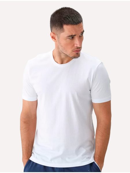 Camisetas Calvin Klein Underwear Masculinas C-Neck Branca Pack 2UN ...