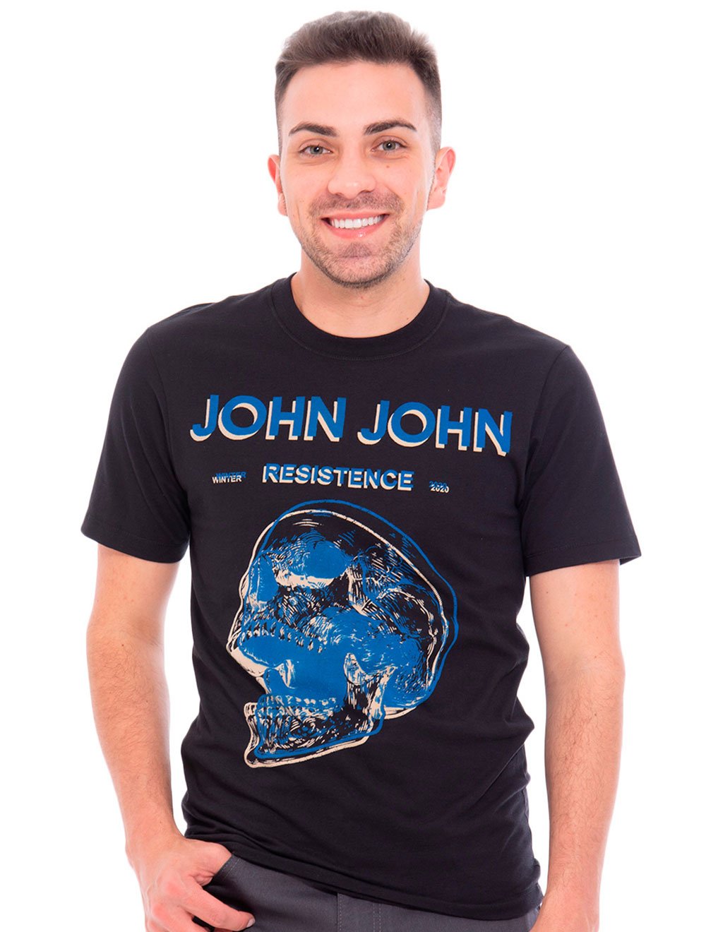 Camiseta John John Masculina Sketch Duo Skull Preta - Preto