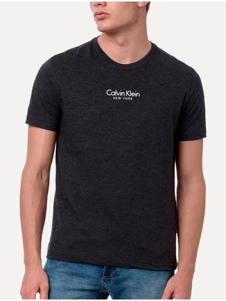 Camiseta Calvin Klein Masculina Flame CK New York Chumbo Mescla