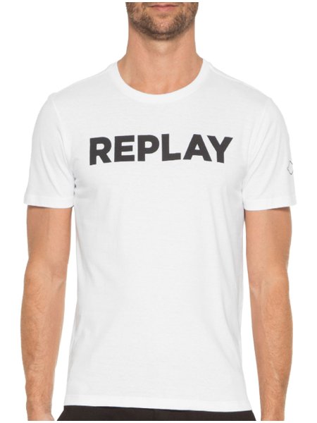 Camiseta Replay Masculina Basic Logo Branca