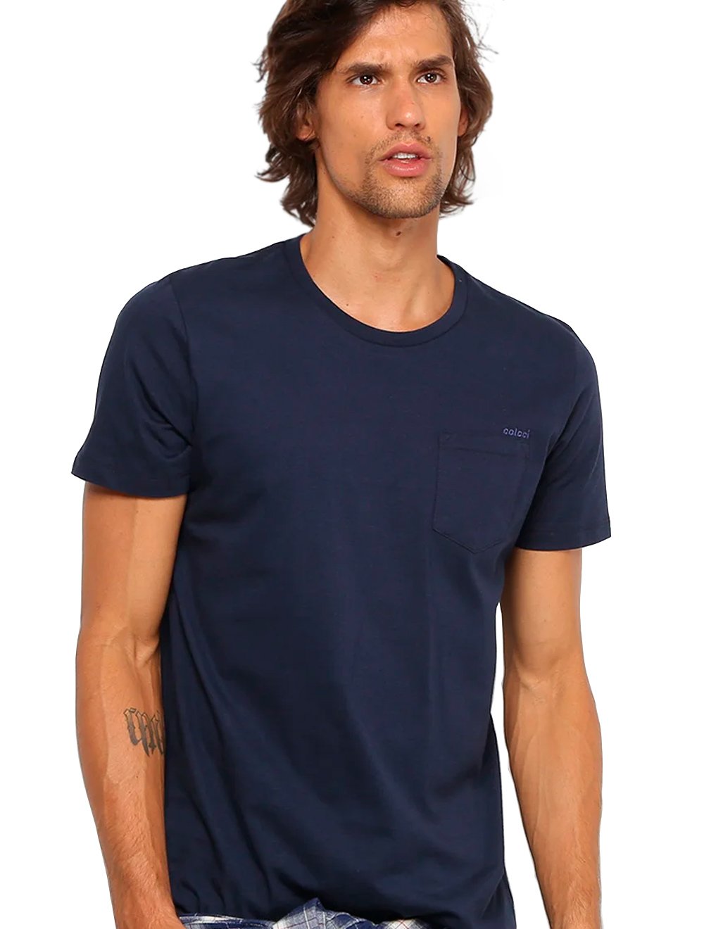 Camiseta Colcci Masculina Pocket Authentic Trademark Azul Marinho