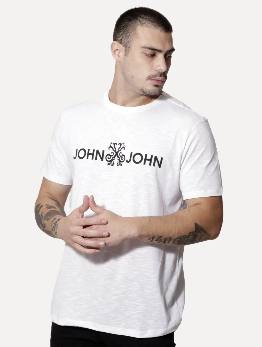 Camiseta John John Masculina JJ Logo Branca - Branco