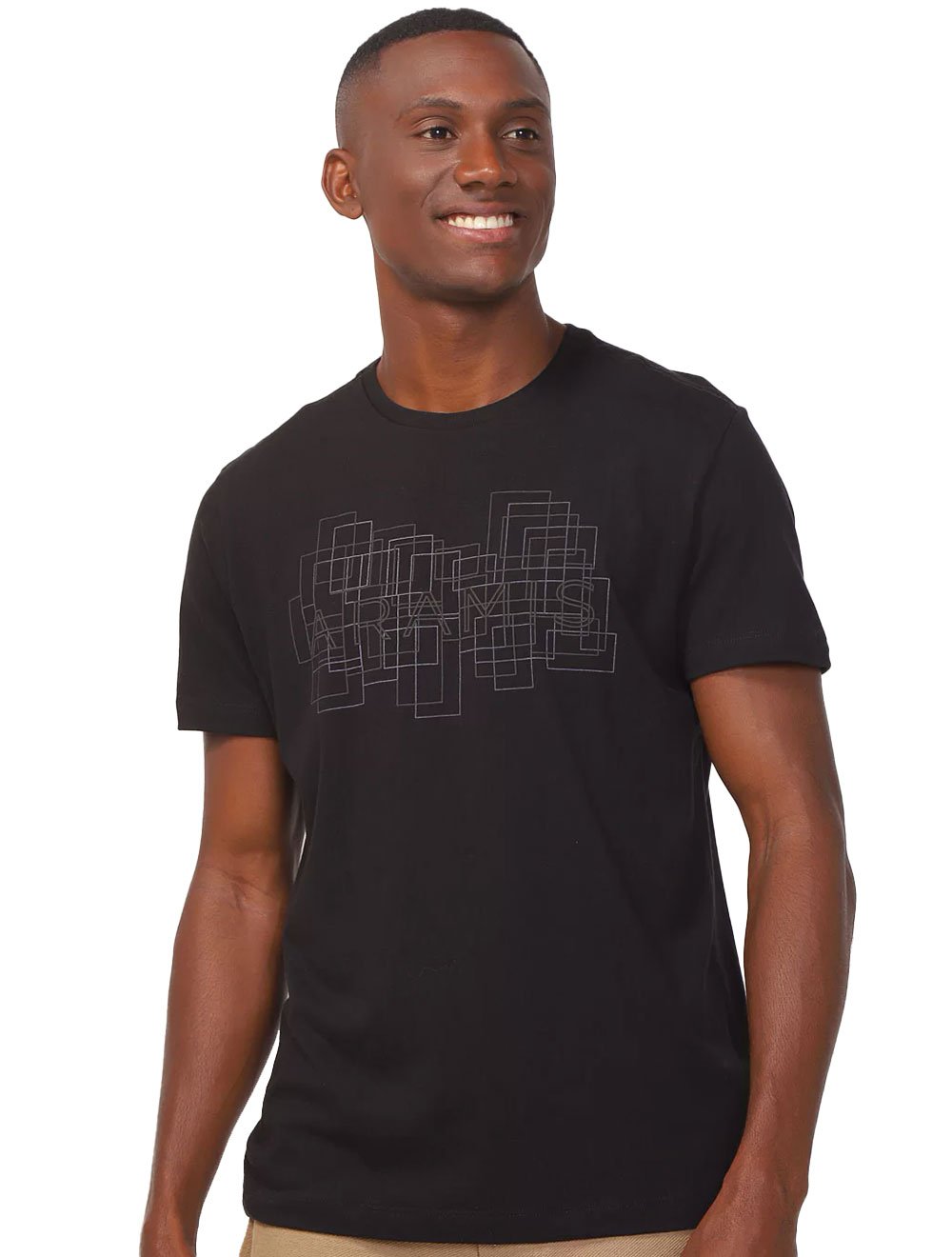 Camiseta Aramis Masculina Regular Geometric Relief Preta