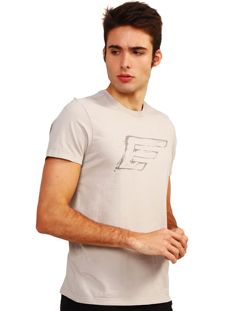 Camiseta Ellus Masculina Cotton Fine Maxi Splash Logo Cinza Médio