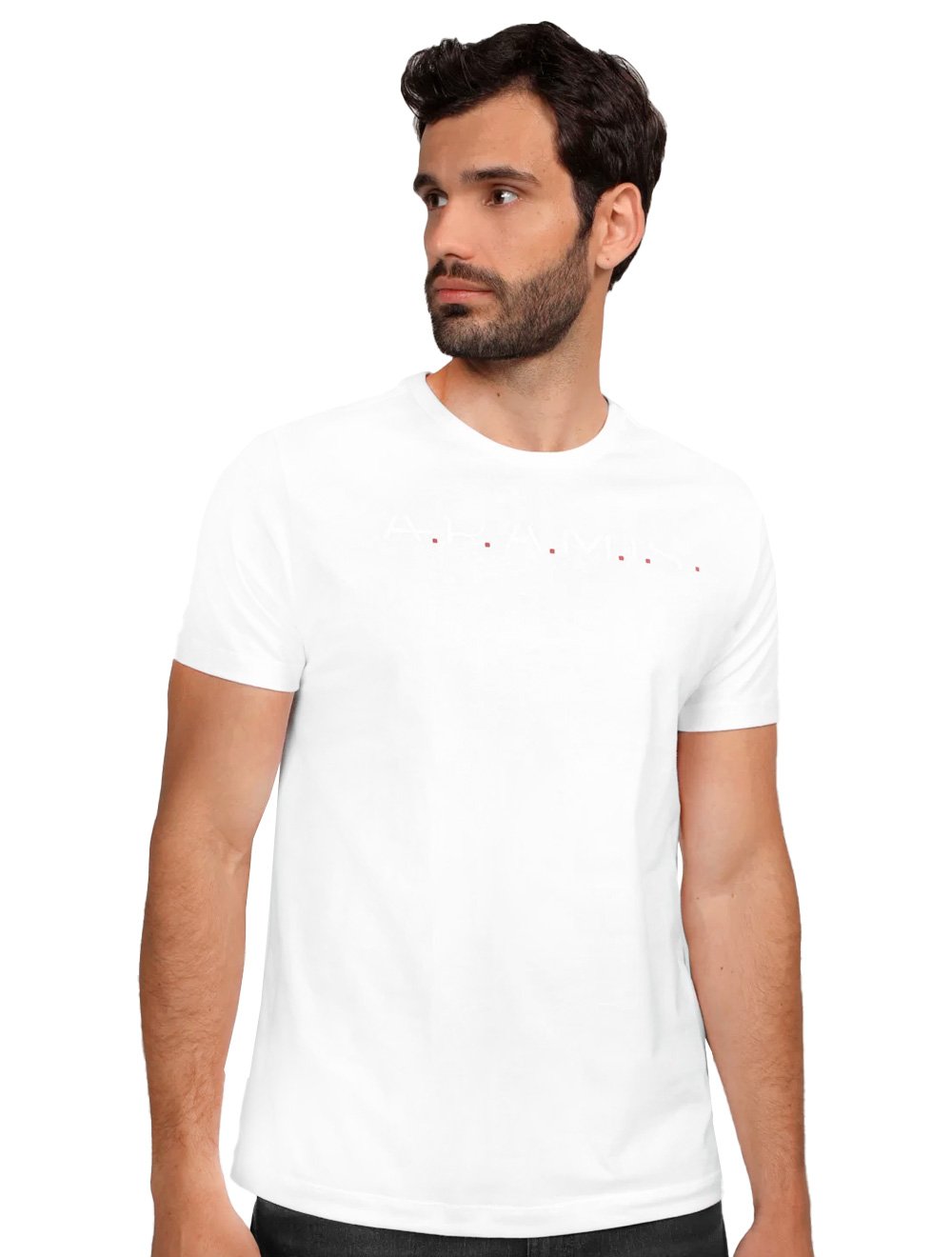 Camiseta Aramis Masculina Lettering Dots Branca