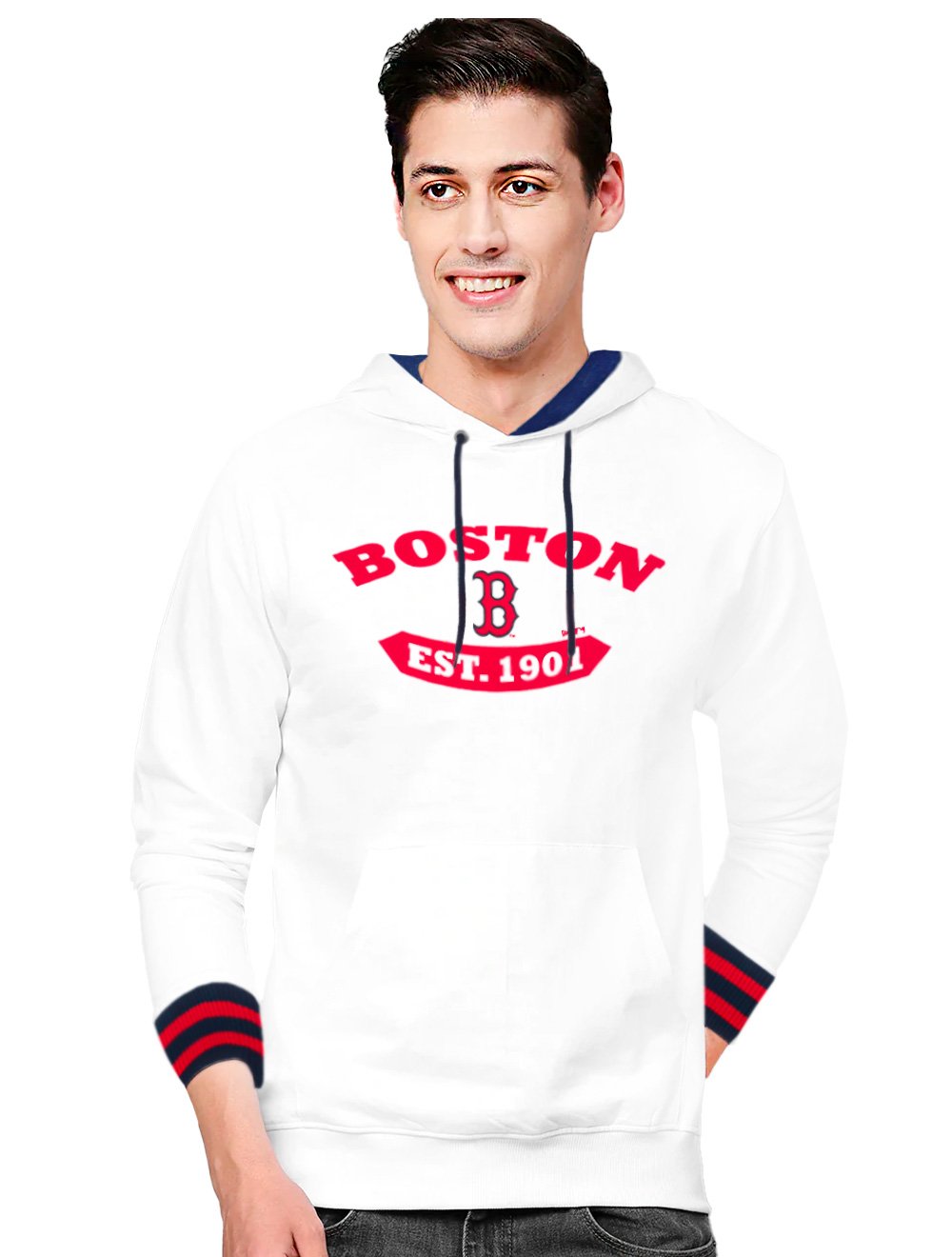 Moletom New Era Masculino Hoodie College Rounded Boston Red Sox Branco