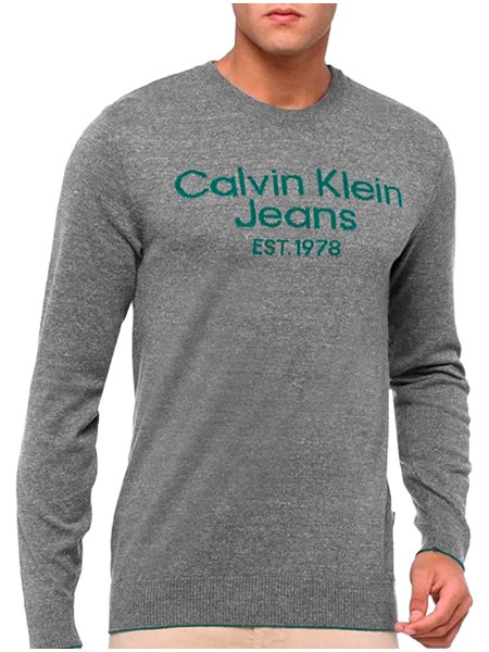 Suéter Calvin Klein Jeans Masculino Tricot CKJ Est.1978 Grafite Mescla