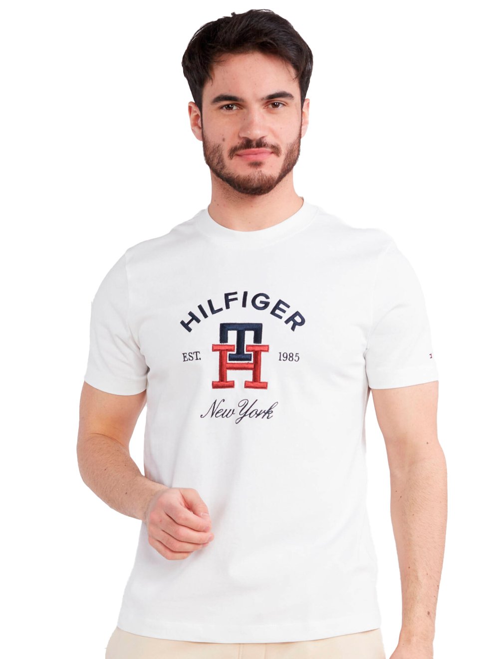 Camiseta Tommy Hilfiger Masculina Regular Curved Monogram Branca