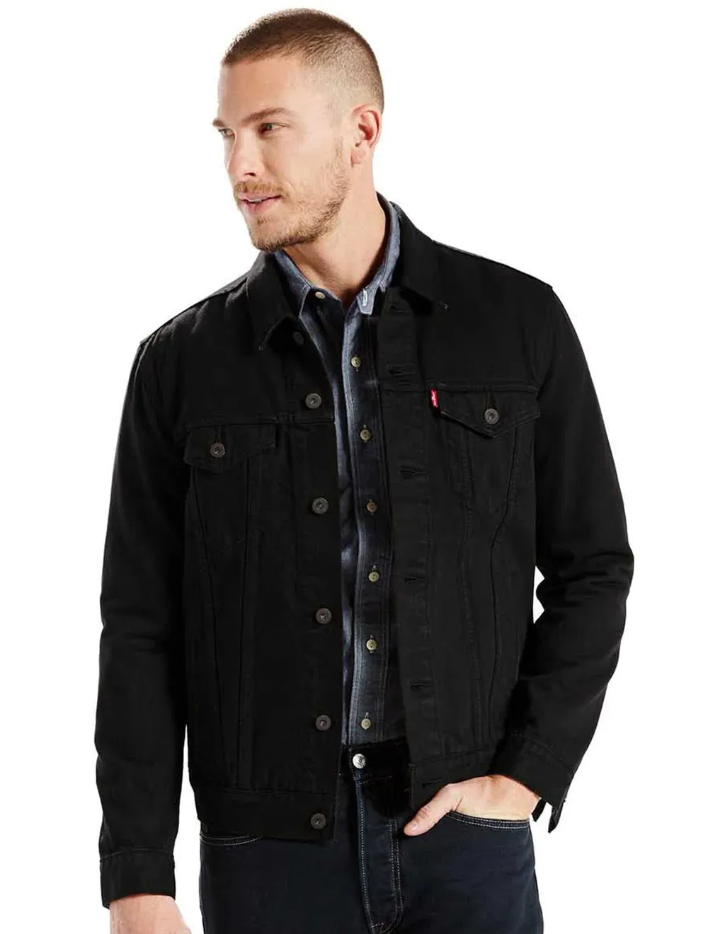 Jaqueta Levis Jeans Masculina Trucker Preta Secret Outlet