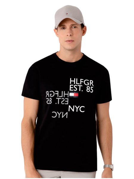 Camiseta Tommy Hilfiger Masculina Mirrored Graphic Tee Preta