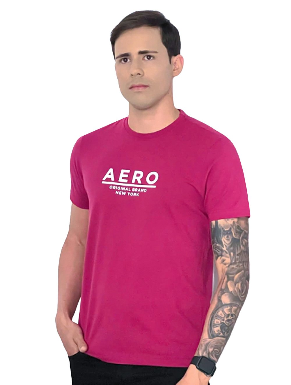 Camiseta Aeropostale Masculina Aero Original Brand New York Bordô