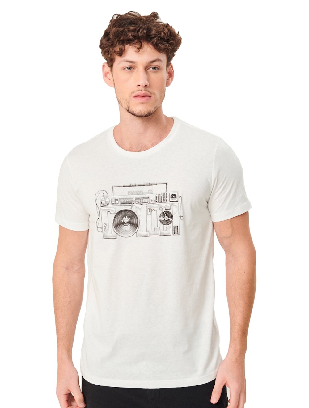 Camiseta Colcci Masculina Slim Radio Box Off-White