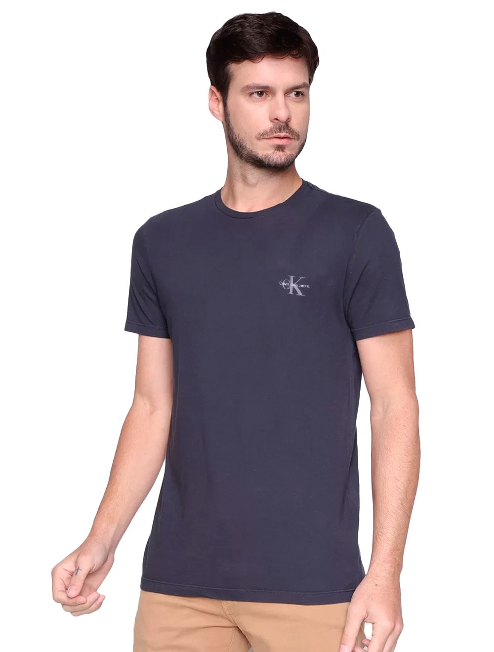 Camiseta Calvin Klein Jeans Masculina New Logo Re Issue Azul Marinho