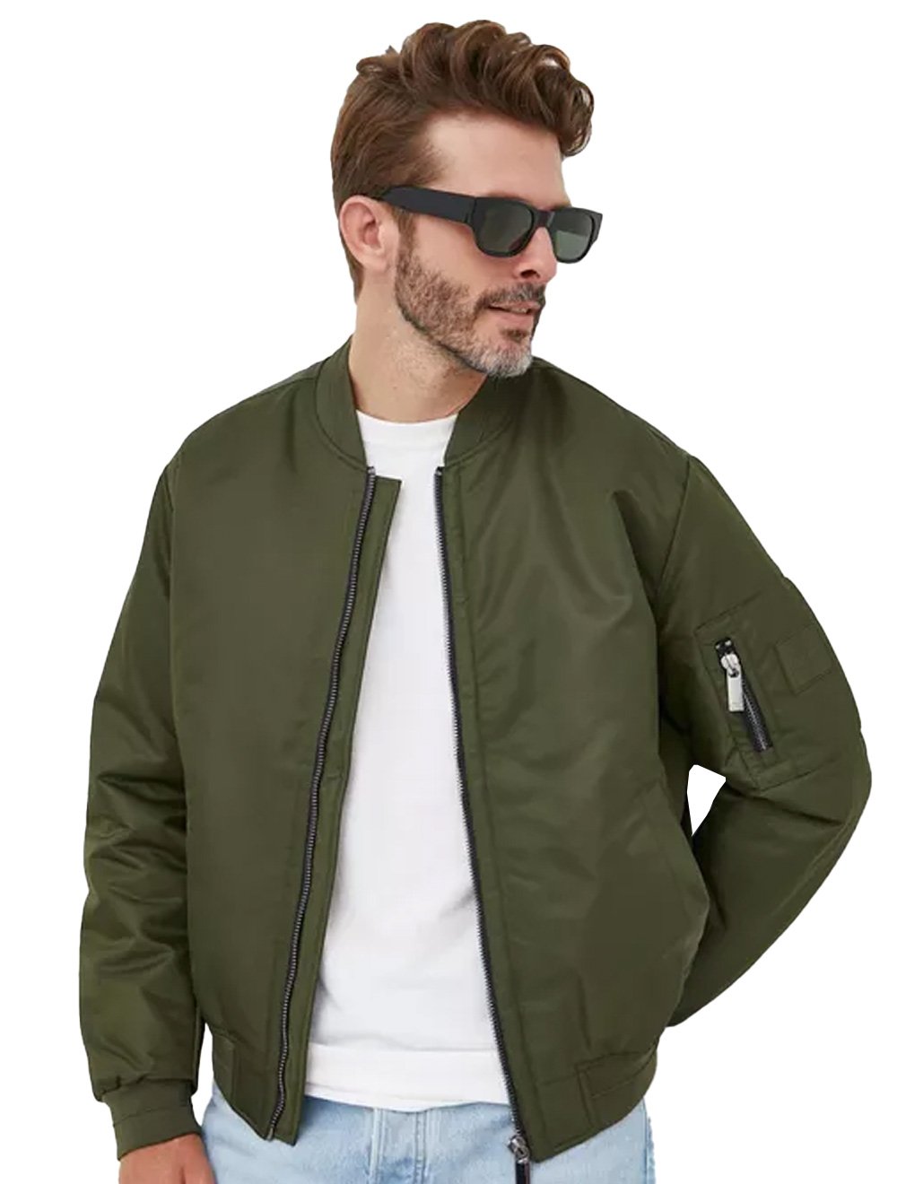 Jaqueta Calvin Klein Masculina Bomber Patch Logo Oliva Secret Outlet