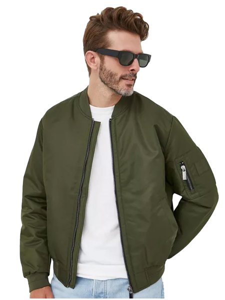 Jaqueta Calvin Klein Masculina Bomber Patch Logo Oliva Secret Outlet