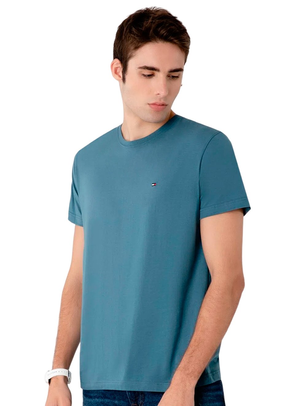 Camiseta Tommy Hilfiger Masculina Essential Cotton Cor Verde Agua