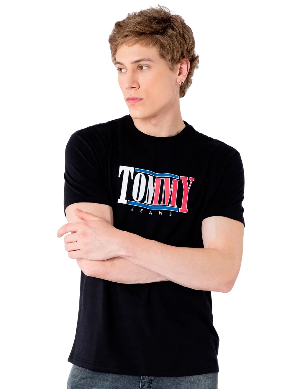 Camiseta Tommy Jeans Masculina RWB Centered Logo Preta