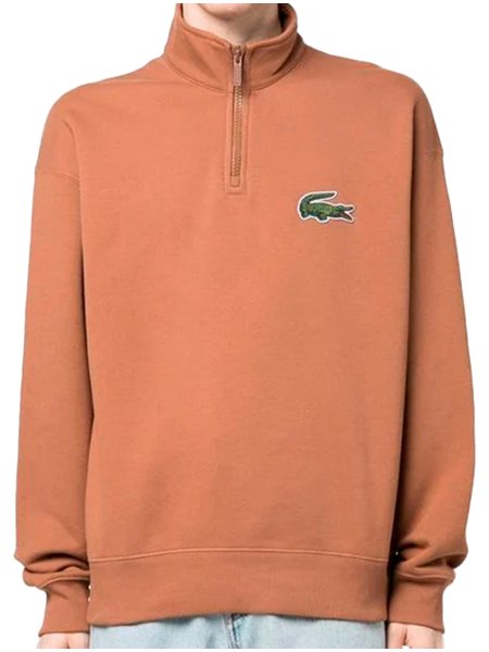 Moletom Lacoste Masculino Loose Fit Big Croco Half-Zip Marrom