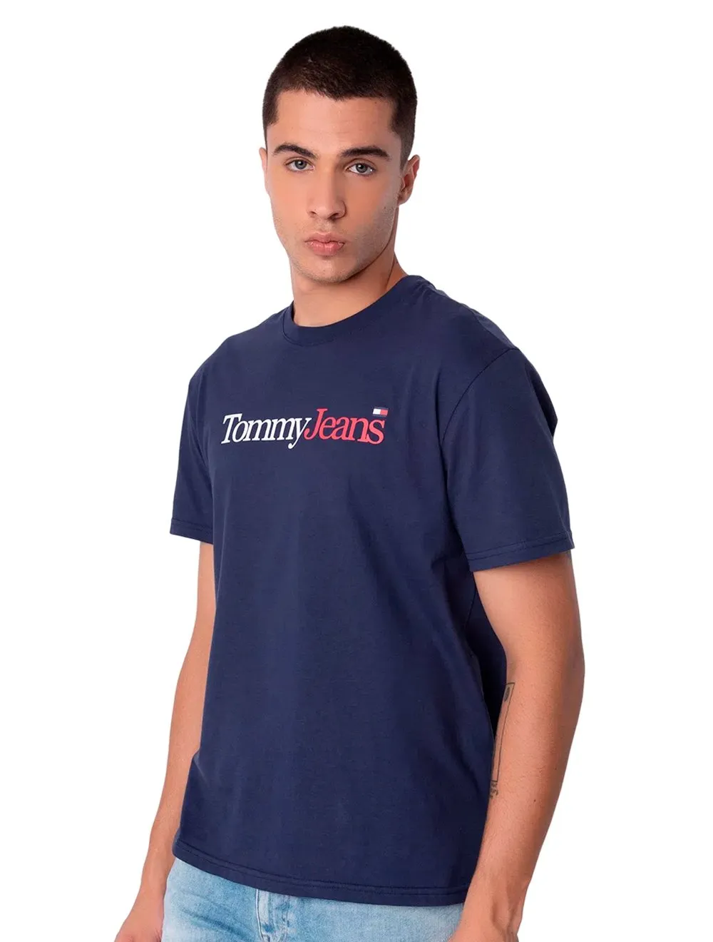 Camiseta Tommy Jeans Essential Multi Logo Azul Marinho