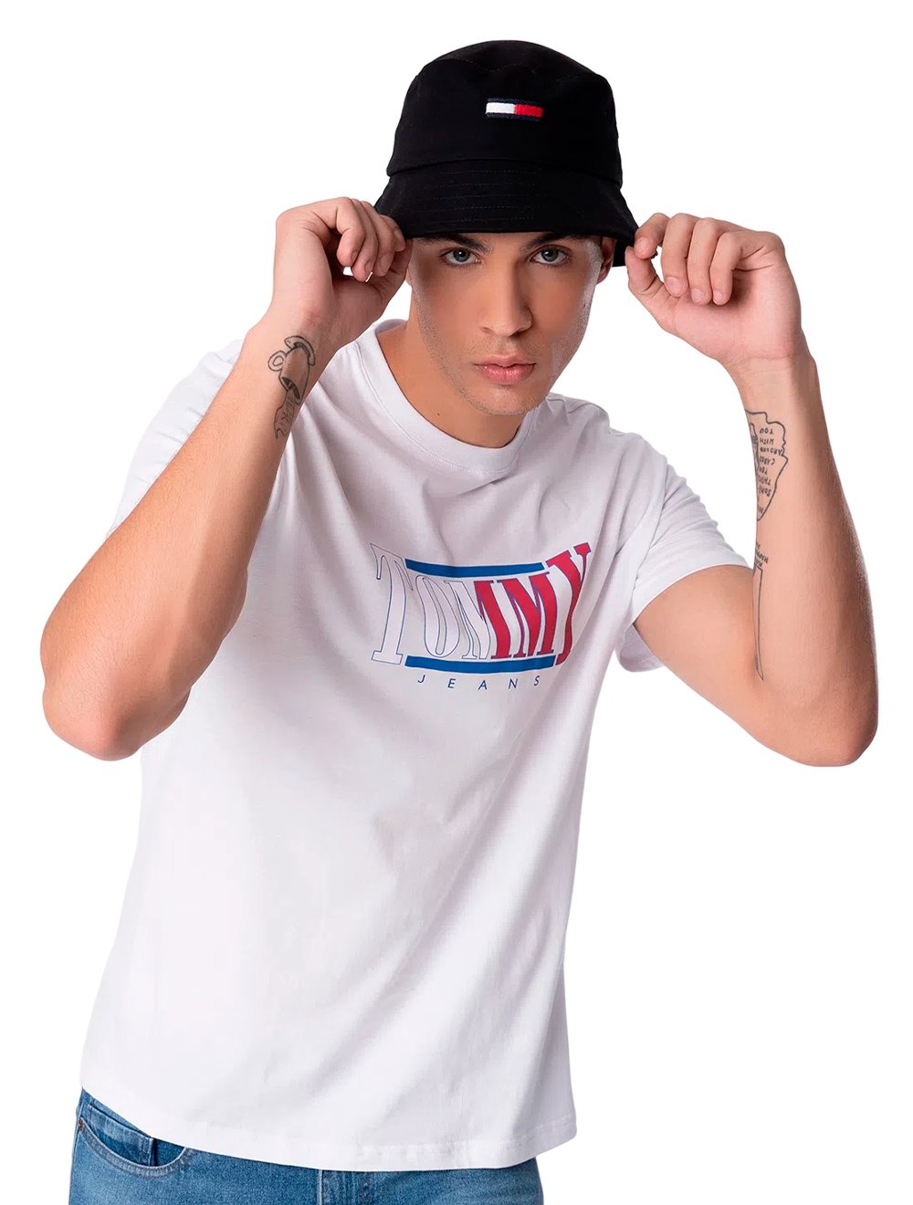Camiseta Tommy Jeans Masculina RWB Centered Logo Branca