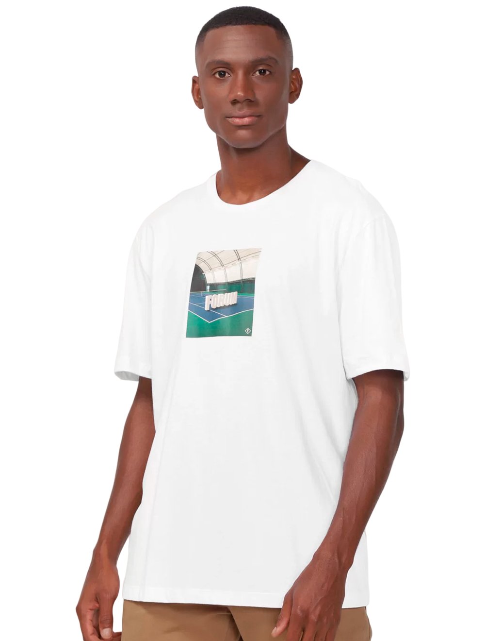 Camiseta Forum Masculina New Box Court Print Branca