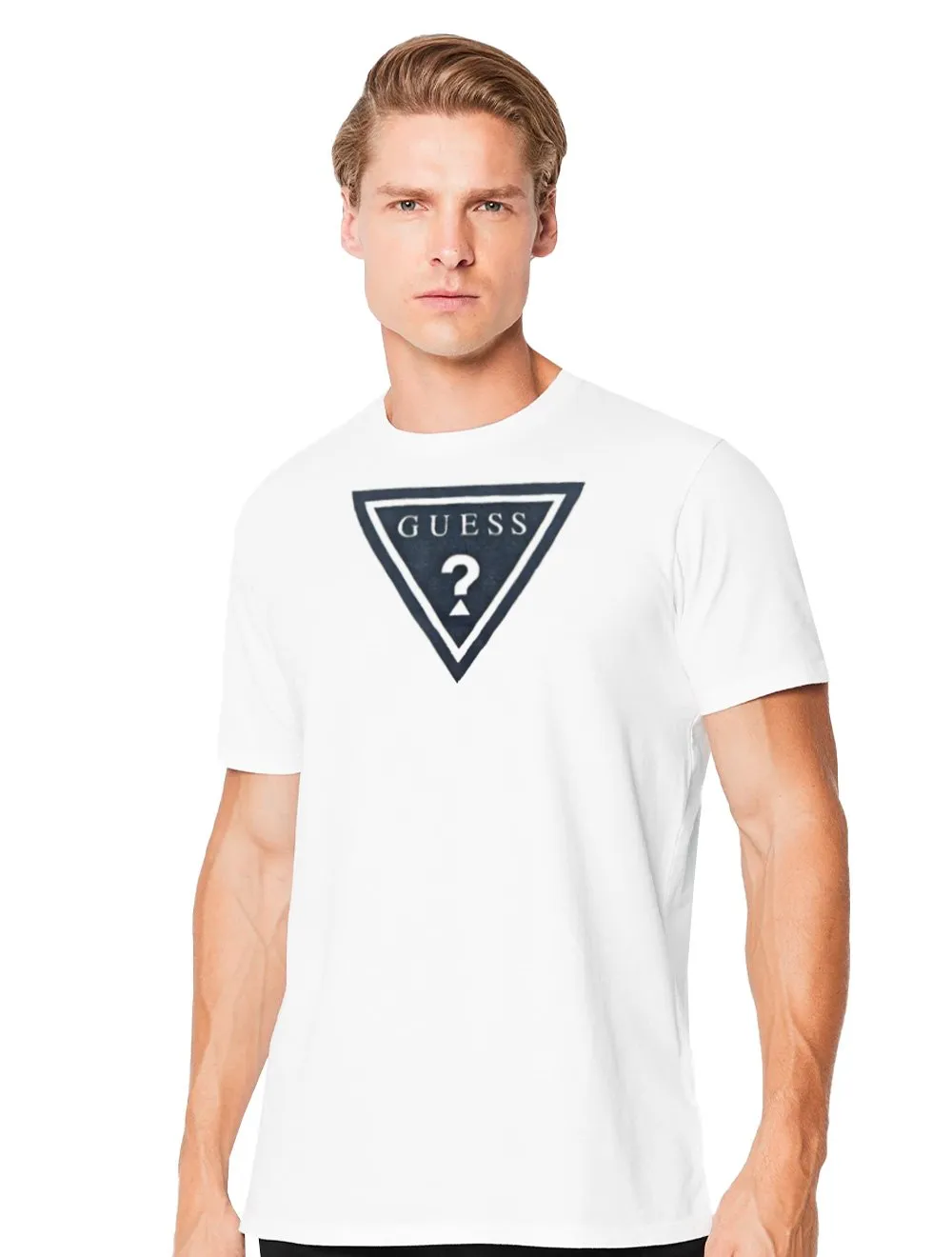 Camiseta Guess Masculina Full Navy Logo Print Branca