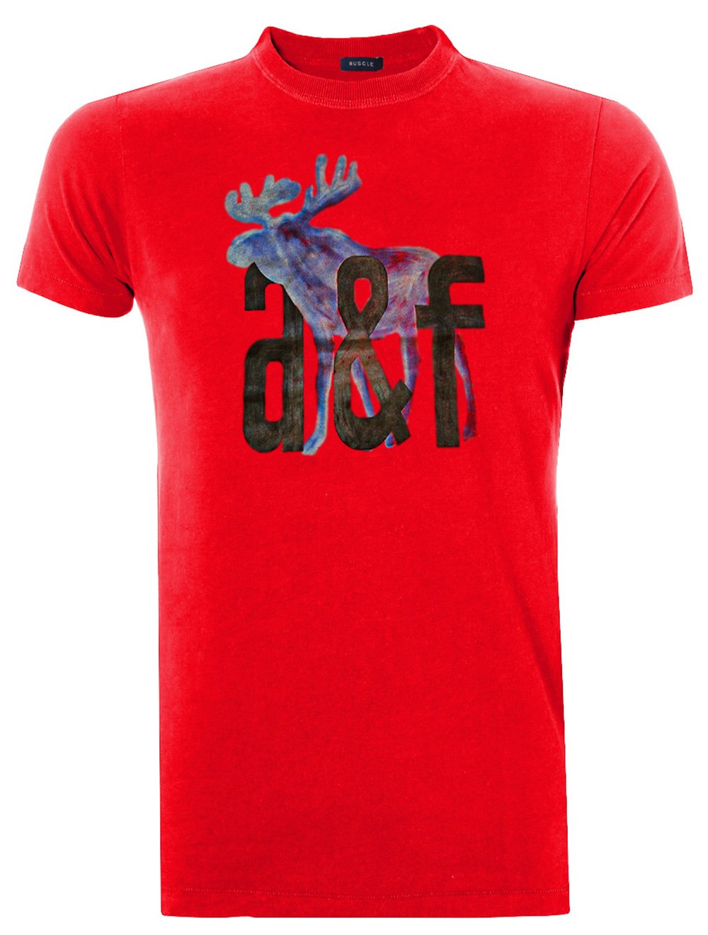 Camiseta Abercrombie Masculina Muscle Watercolor A&F Moose Vermelha