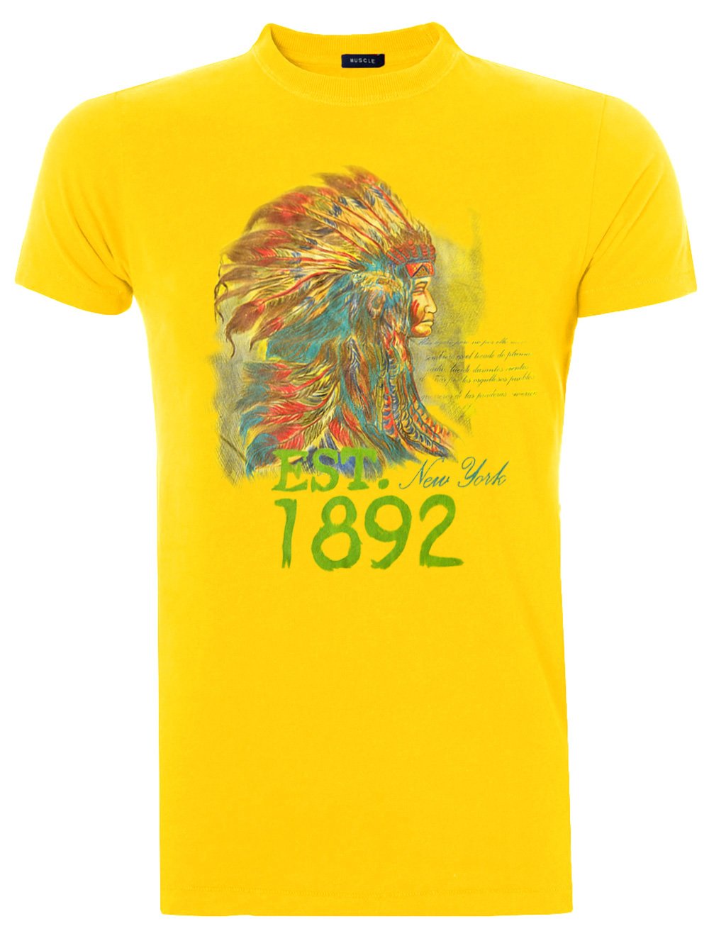 Camiseta Abercrombie Masculina Muscle Indian Drawing Est. 1892 Amarela