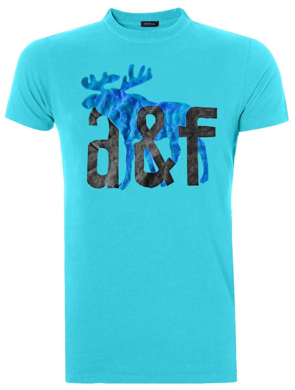 Camiseta Abercrombie Masculina Muscle Watercolor A&F Moose Azul Claro