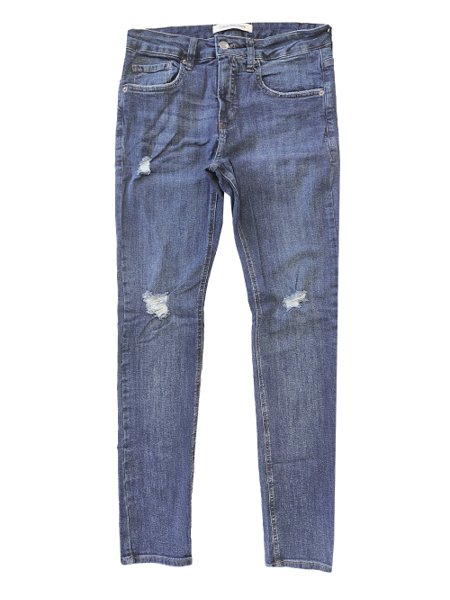 Calça Calvin Klein Jeans Masculina Stretch Destroyed Navy Tag Azul Marinho