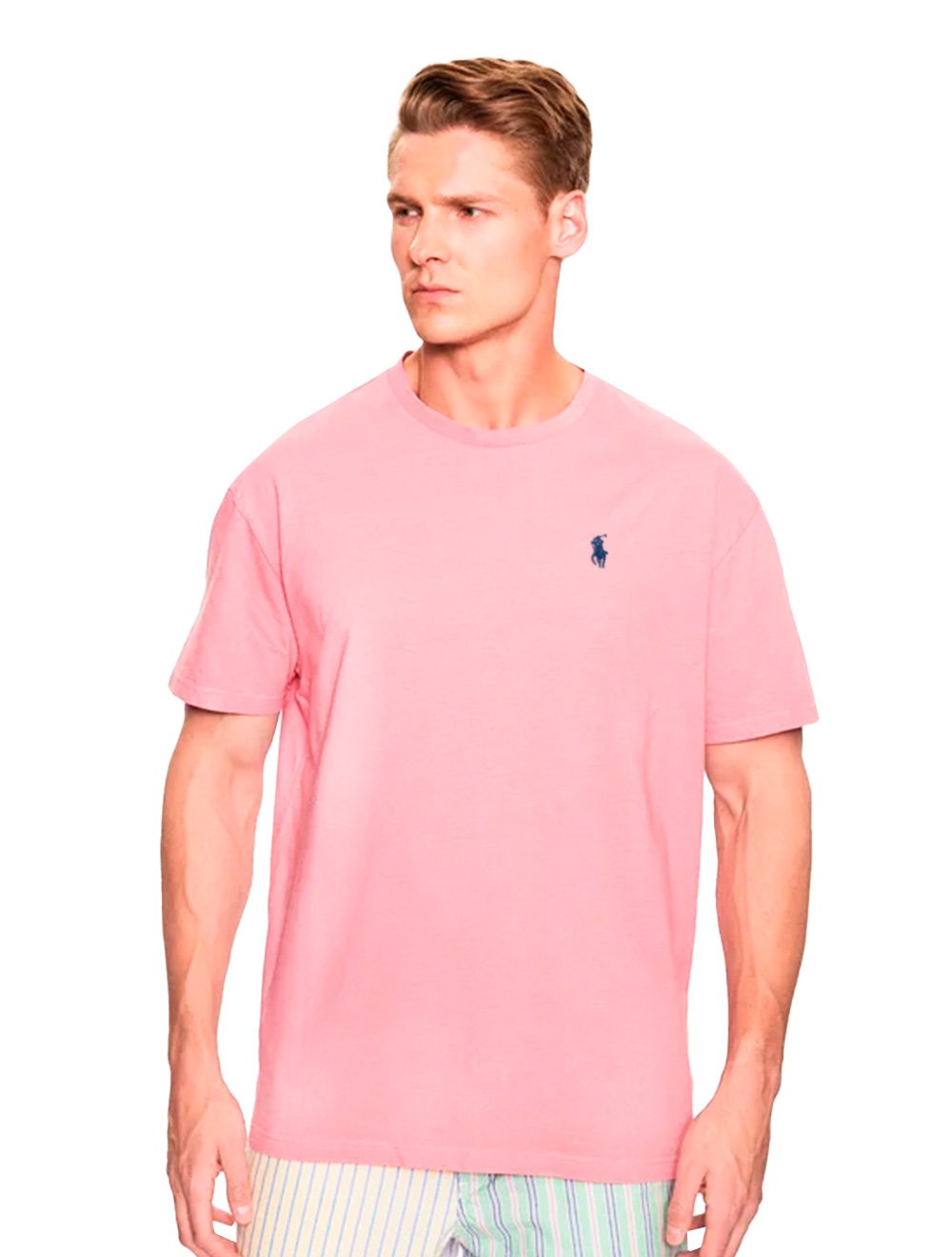 Camiseta Ralph Lauren Masculina Essential Navy Icon Rosa