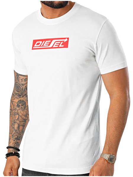 Camiseta Diesel Masculina T-Diegor-SH1 Arrow Logo Branca