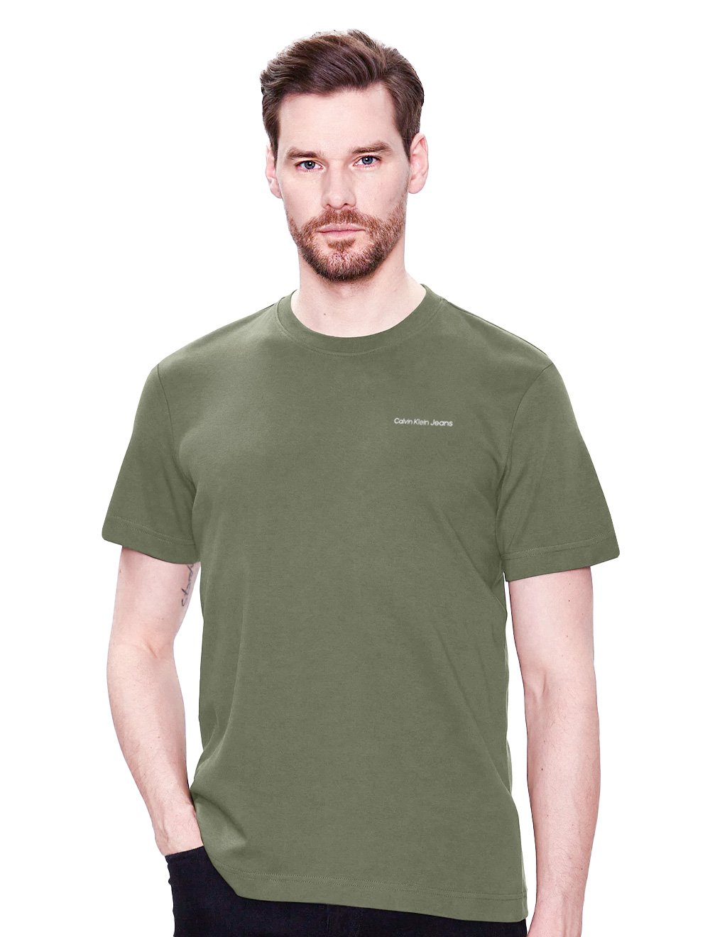 Camiseta masculina Calvin Klein listra verde militar - Preta - Camisetas -  Masculino