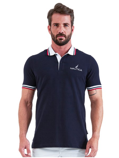 Polo Nautica Masculina Piquet Performance Deck Grafite Mescla