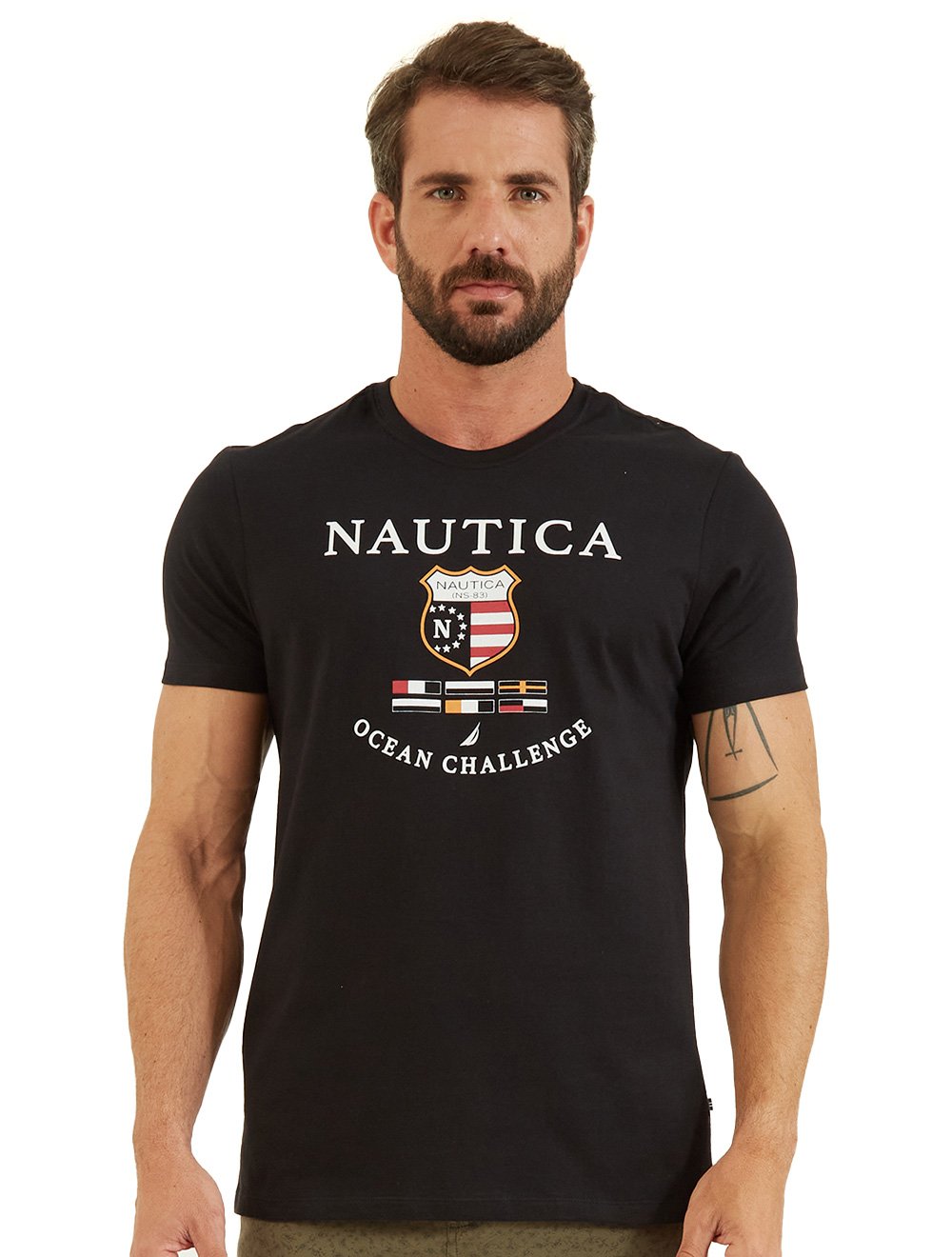 Camiseta Nautica Masculina Badge Ocean Challenge Preta