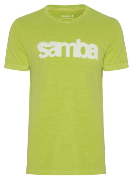 Camiseta Osklen Masculina Slim Stone Samba Spray Verde Lima