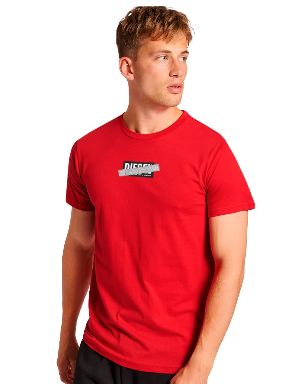 Camiseta Diesel Masculina T-Diego-S7 Detail Vermelha