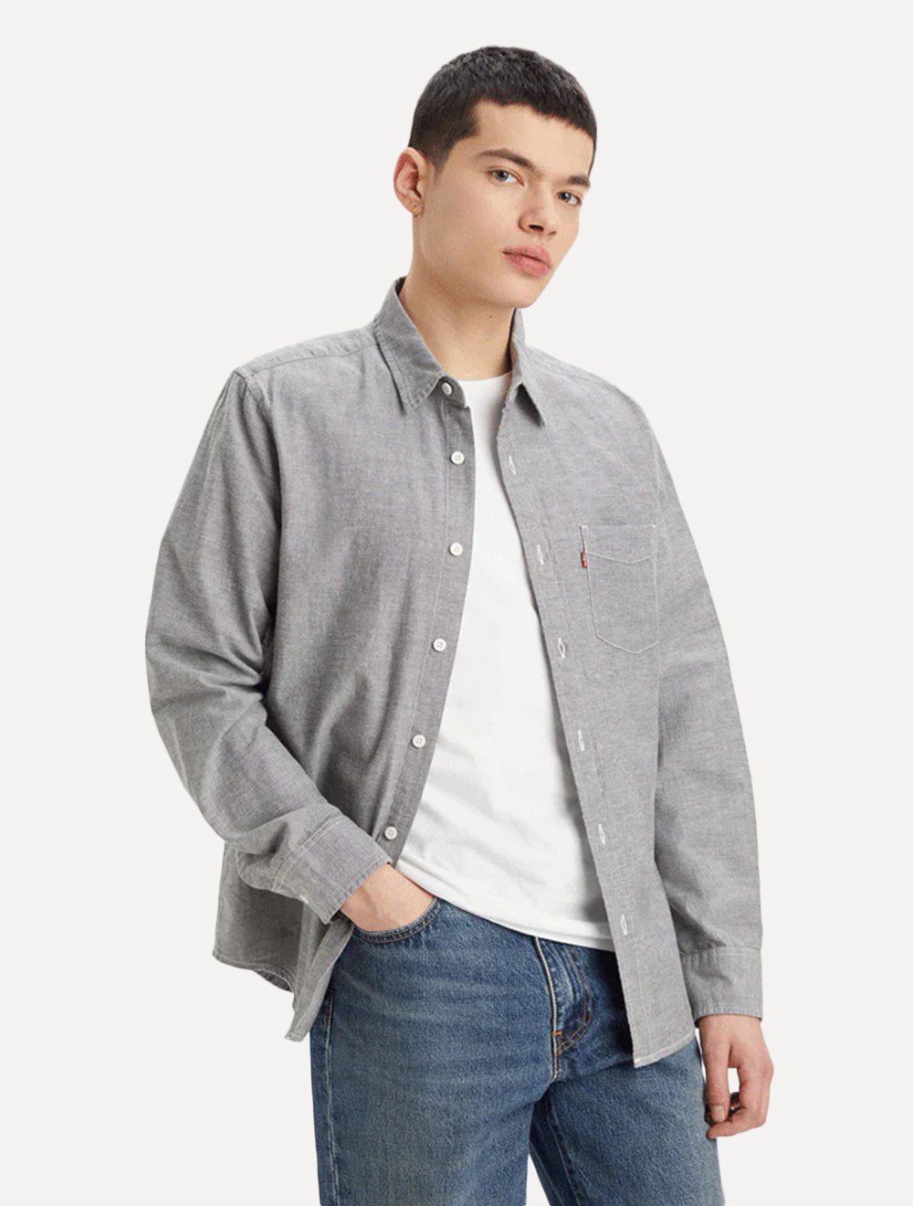 Camisa Levis Masculina Standard One Pocket Cinza Mescla | Secret