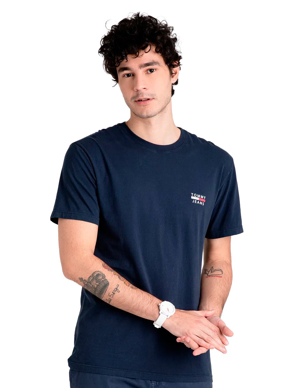 Camiseta Tommy Jeans Masculina Chest Logo Tee Azul Marinho