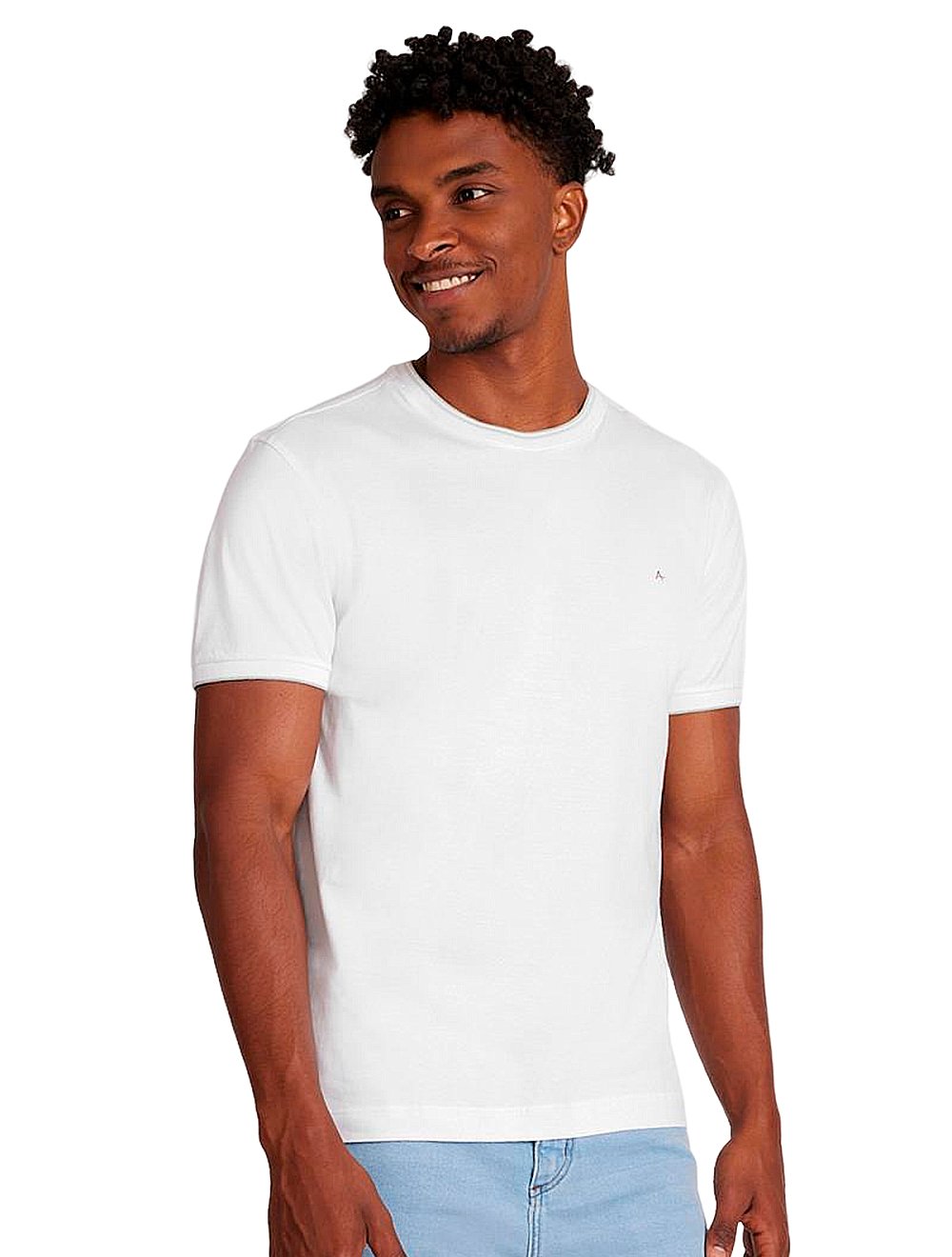 Camiseta Aramis Masculina Grey Stripes Neck Branca