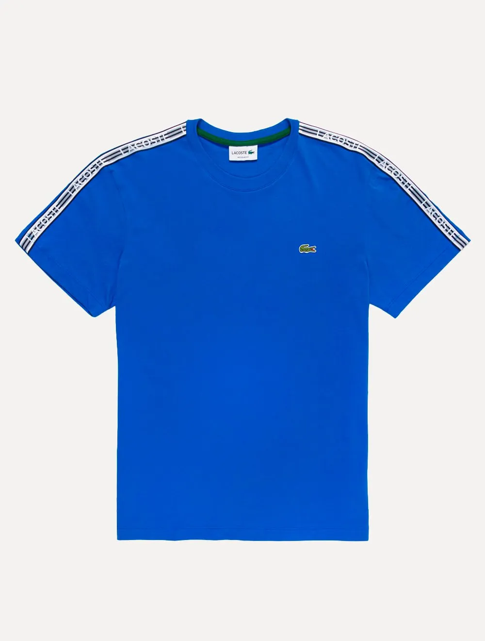 Camiseta Lacoste Masculina Regular Fit Listrada Logo Azul